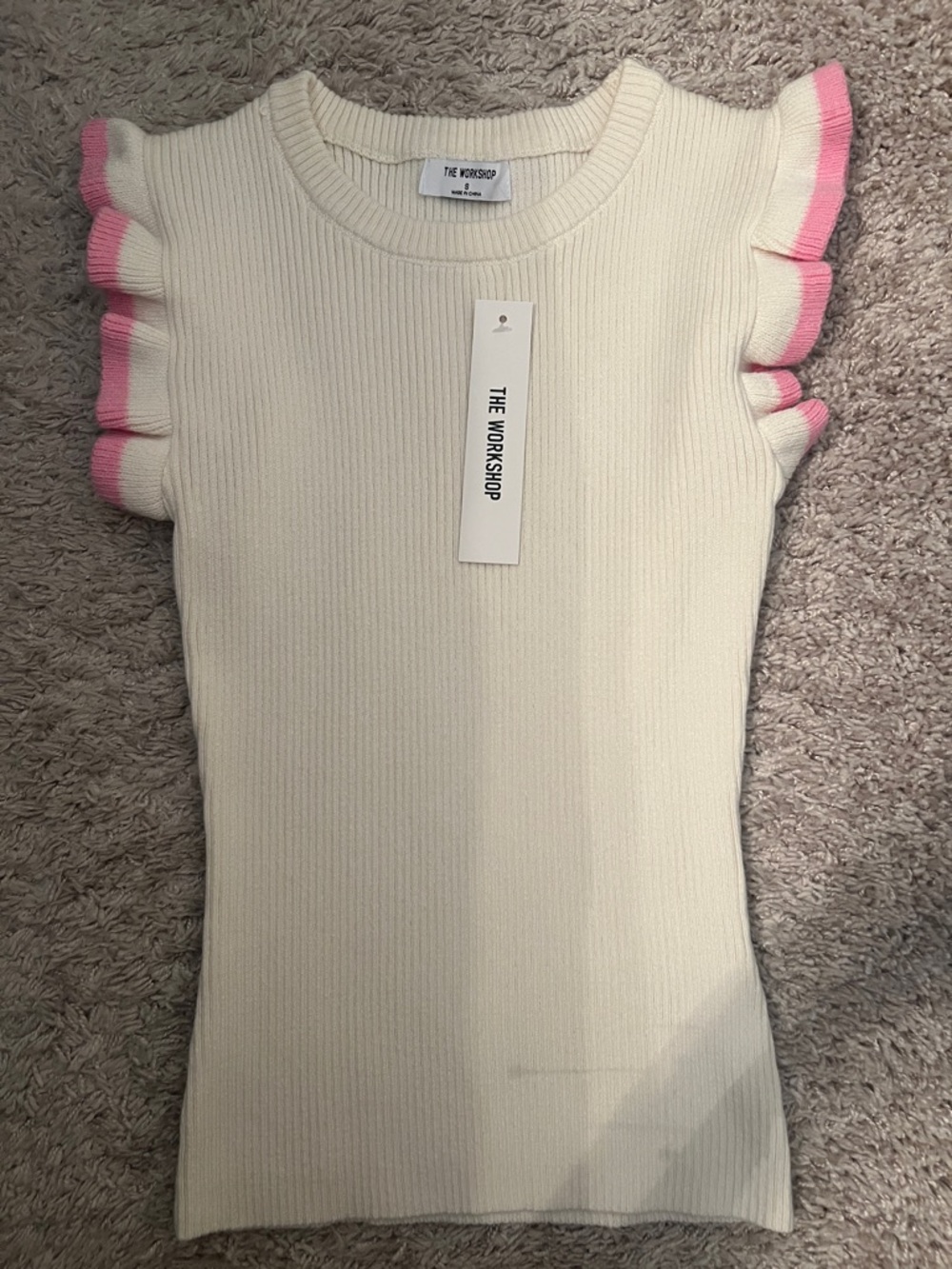 The Workshop Clothing Cream Ribbed Knit Top